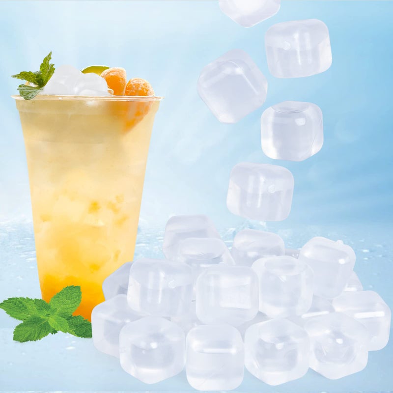 VOGVOG 80 Pack Reusable Ice Cube For Drinks  Transparent Square Plastic Ice Cubes Without Diluting Bpa Free  Refreezable Ice Cubes For Coffee  Wine  Whiskey  Cocktails - Image 1
