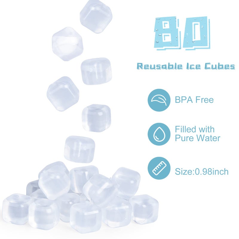 VOGVOG 80 Pack Reusable Ice Cube For Drinks  Transparent Square Plastic Ice Cubes Without Diluting Bpa Free  Refreezable Ice Cubes For Coffee  Wine  Whiskey  Cocktails - Image 5