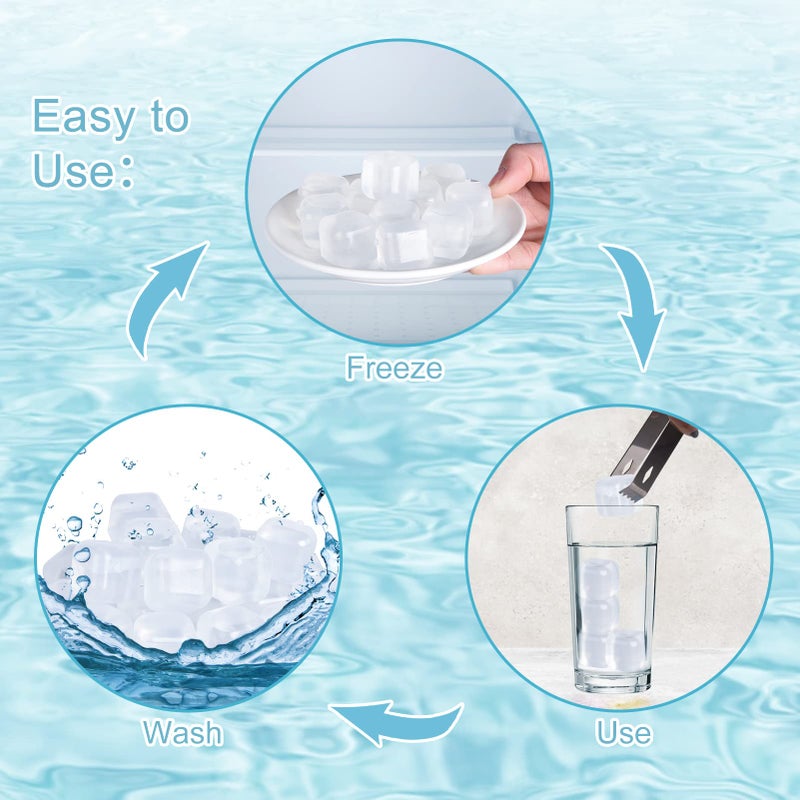 VOGVOG 80 Pack Reusable Ice Cube For Drinks  Transparent Square Plastic Ice Cubes Without Diluting Bpa Free  Refreezable Ice Cubes For Coffee  Wine  Whiskey  Cocktails - Image 4