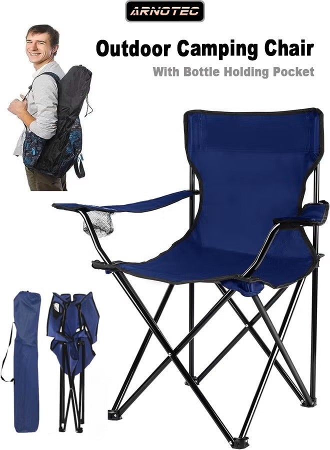 ARNOTEC كرسي تخييم قابل للطي مع حقيبة حمل - كرسي خارجي خفيف الوزن للتخييم، الشاطئ، المشي، النزهات والرياضة - إطار فولاذي قوي، سعة 300 رطل، دعم كامل للظهر - Image 2