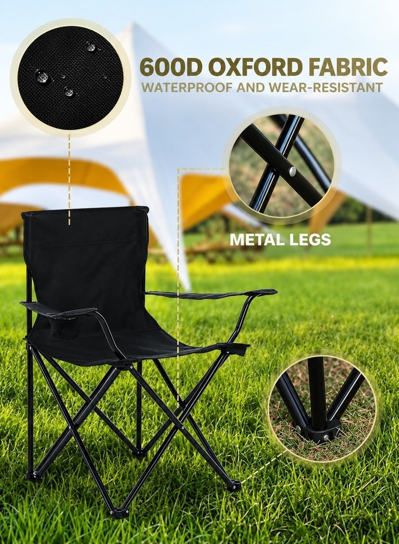ARNOTEC Portable Folding Camping Chair with Carry Bag – Lightweight Outdoor Chair for Camping, Beach, Hiking, Picnic & Sports – Heavy-Duty Steel Frame, 300lbs Capacity, Full-Back Support - Image 4