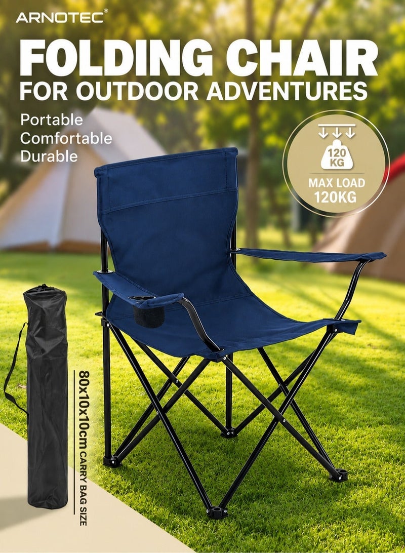 ARNOTEC Portable Folding Camping Chair with Carry Bag – Lightweight Outdoor Chair for Camping, Beach, Hiking, Picnic & Sports – Heavy-Duty Steel Frame, 300lbs Capacity, Full-Back Support - Image 1