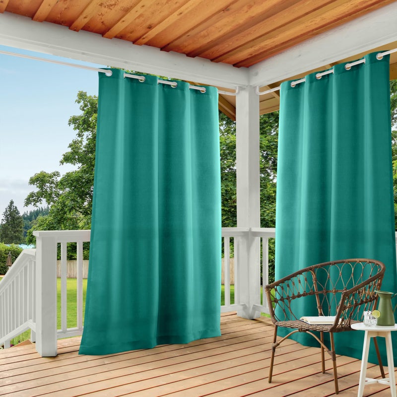 TOWN & COUNTRY BASICS TOWN  COUNTRY BASICS Cabana Solid Heavyweight Indoor Outdoor Curtains Light Filtering Opacity with Grommet Top Water Repellent 2Pack Set 54x84 Teal 