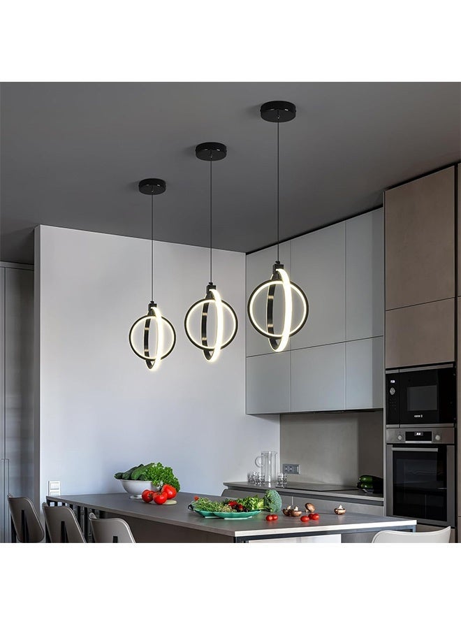 Reelyo Modern LED Pendant Light, 3-Colors Integrated Energy‑Saving Hanging Lamp, Adjustable Height & Light,  Eye‑Friendly Ceiling Light Kitchen Island Pendant Lighting Fixture No‑Flicker for Living Room Bedroom Home Office Study Balcony Stairway Entryway Kitchen Cloakroom Studio Cafe Bar, 1 Pack (Black) - Image 5