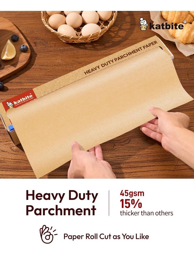 katbite Katbite Unbleached Parchment Paper for Baking, 15 in x 210 ft, 260 Sq.Ft, Heavy Duty Baking Paper with Slide Cutter, Non-stick Brown Parchment Paper Roll for Cooking, Air Fryer, Steaming, Baking Bread - Image 3