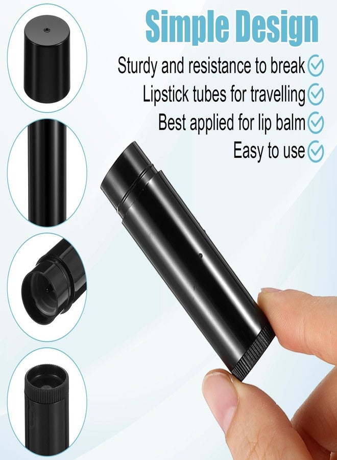 PercyEffie 100Pcs Plastic Lip Balm Tubes 5ml/5g lip balm tubes empty lips balms containers empty Black chastick containers with Filling Tray and Spatula, Rotating Type Refill Lips with Cap - Image 5