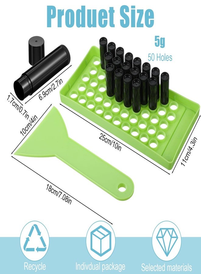 PercyEffie 100Pcs Plastic Lip Balm Tubes 5ml/5g lip balm tubes empty lips balms containers empty Black chastick containers with Filling Tray and Spatula, Rotating Type Refill Lips with Cap - Image 2