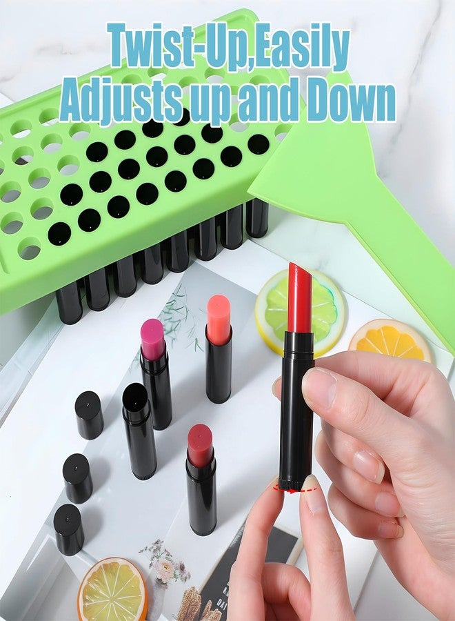 PercyEffie 100Pcs Plastic Lip Balm Tubes 5ml/5g lip balm tubes empty lips balms containers empty Black chastick containers with Filling Tray and Spatula, Rotating Type Refill Lips with Cap - Image 3