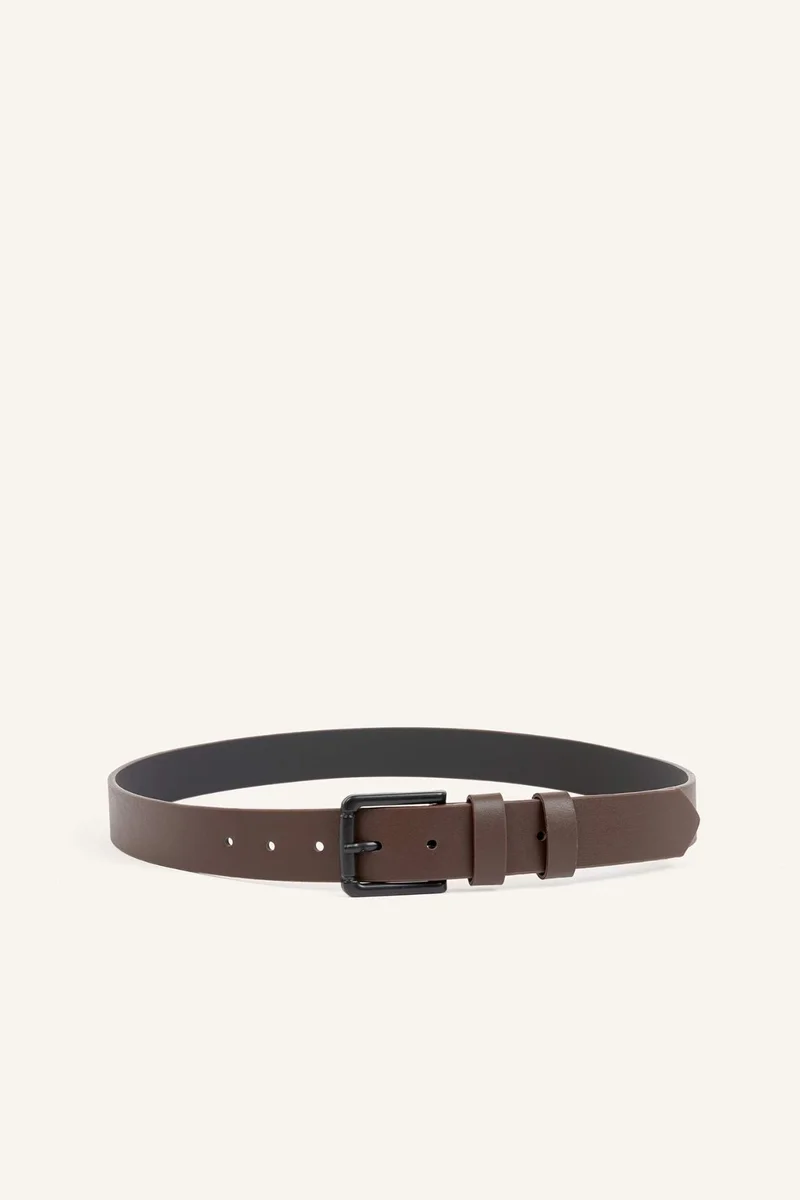 Man Rectangle Clasp Faux Leather Classic Belt