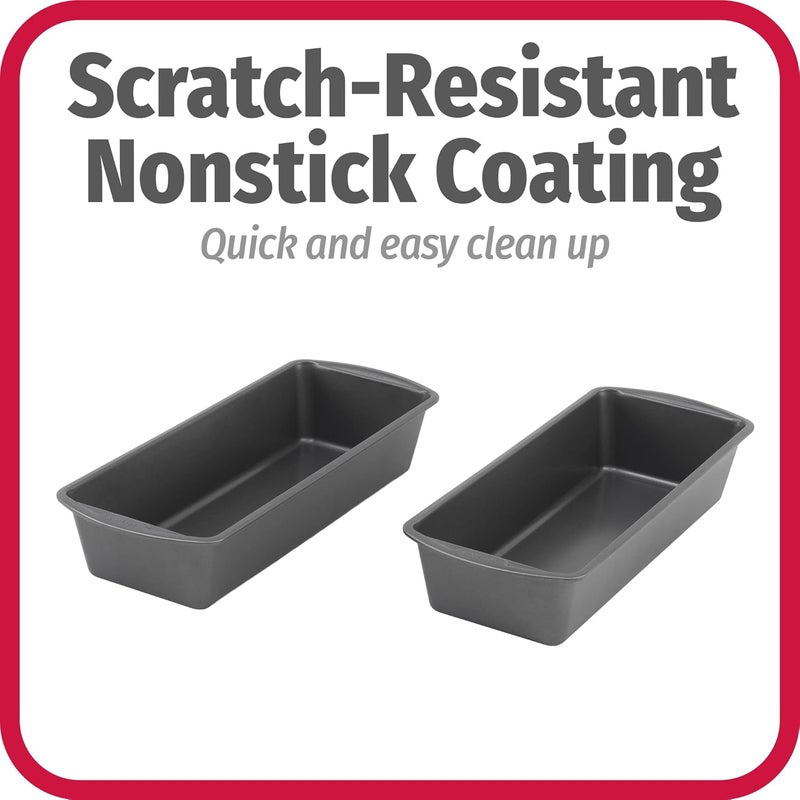GoodCook Set of 2 Extra Large 13" x 5" Nonstick Steel Bread Loaf Pans, Gray - Set of Two Loaf Pans, Even Heat Distribution, Scratch-Resistant Nonstick Coating, Durable Construction, Easy to Clean - Image 4