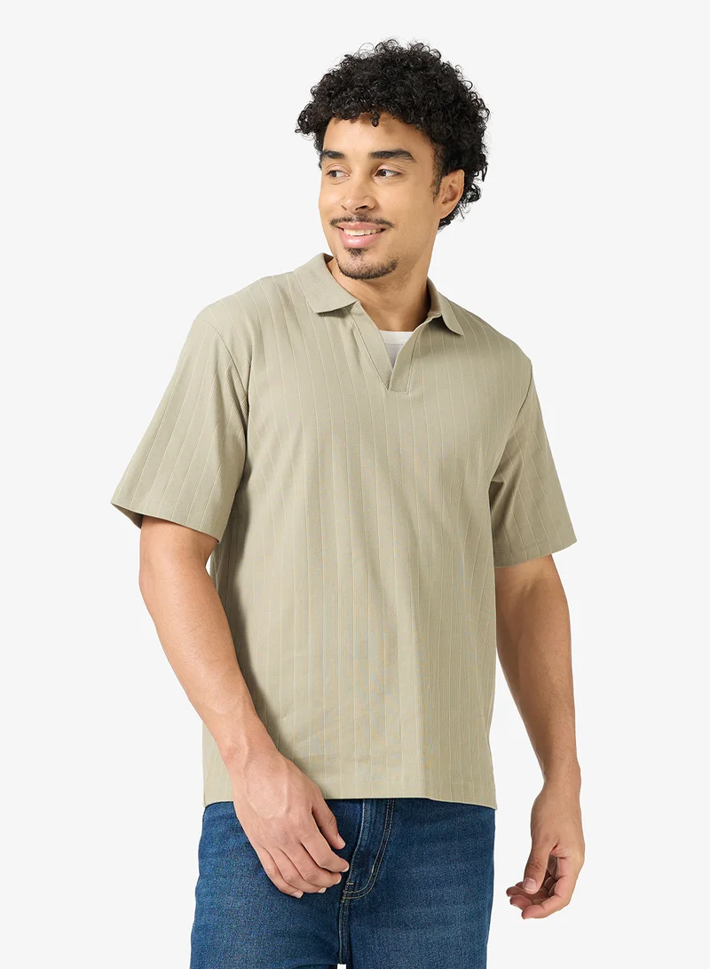 JACK & JONES Design Rib  Short Sleeve Polo Shirt