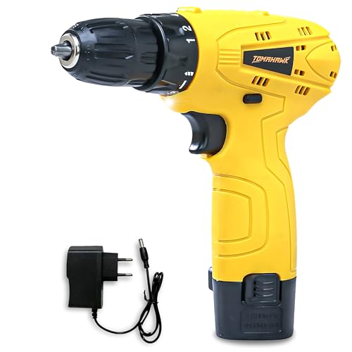 TOMAHAWK® 12V Cordless Drill/Screwdriver | 10mm Keyless Chuck, 1-Speed 600 RPM, 1.5Ah Battery | LED Light, 24Nm Torque, 18+1 Settings | Ideal for Home, DIY, Wood & Metal Work - Image 1