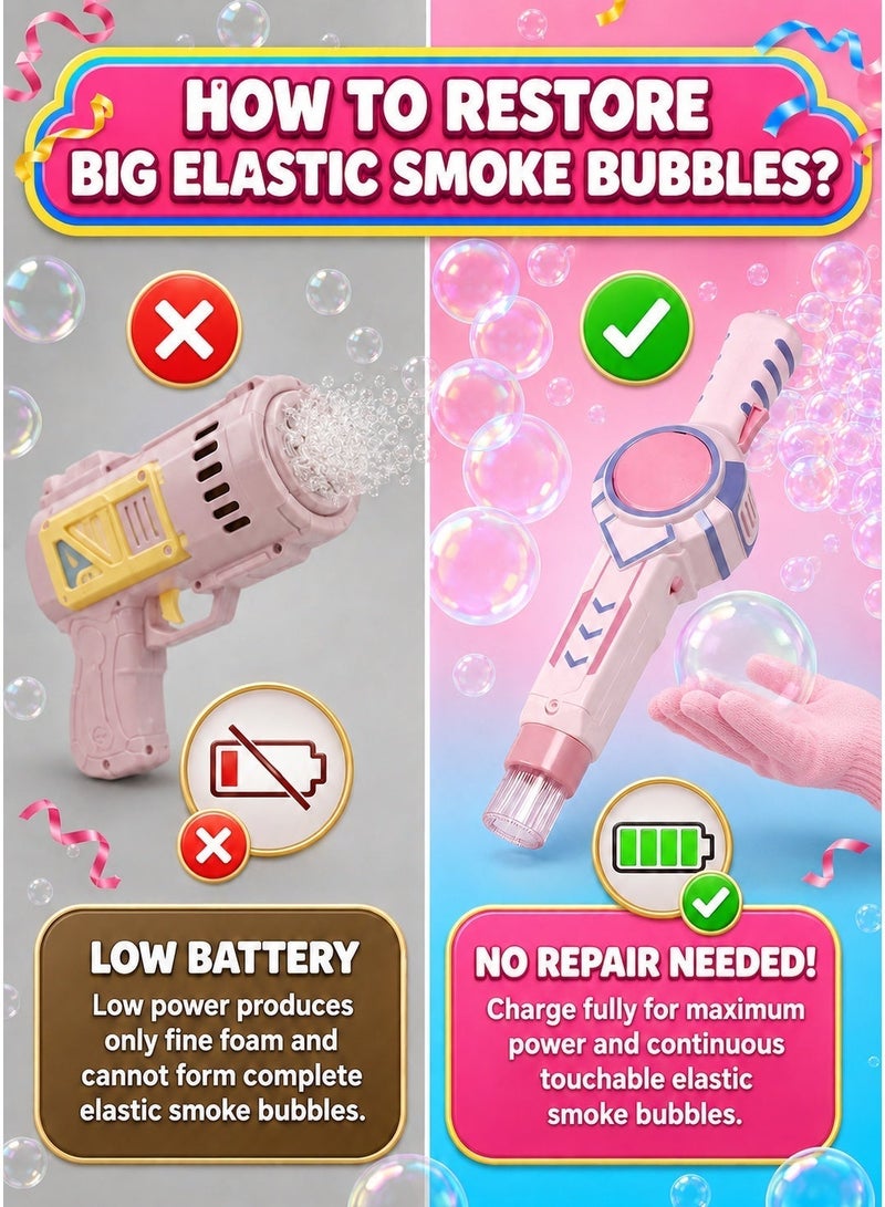 Colored Smoke Bubble Machine, Bubble Machine Elastic Bubble Mist Bubble Machine with elastic smoke effect, lightweight design, interactive bubbles, colored lights (Pink) - Image 4