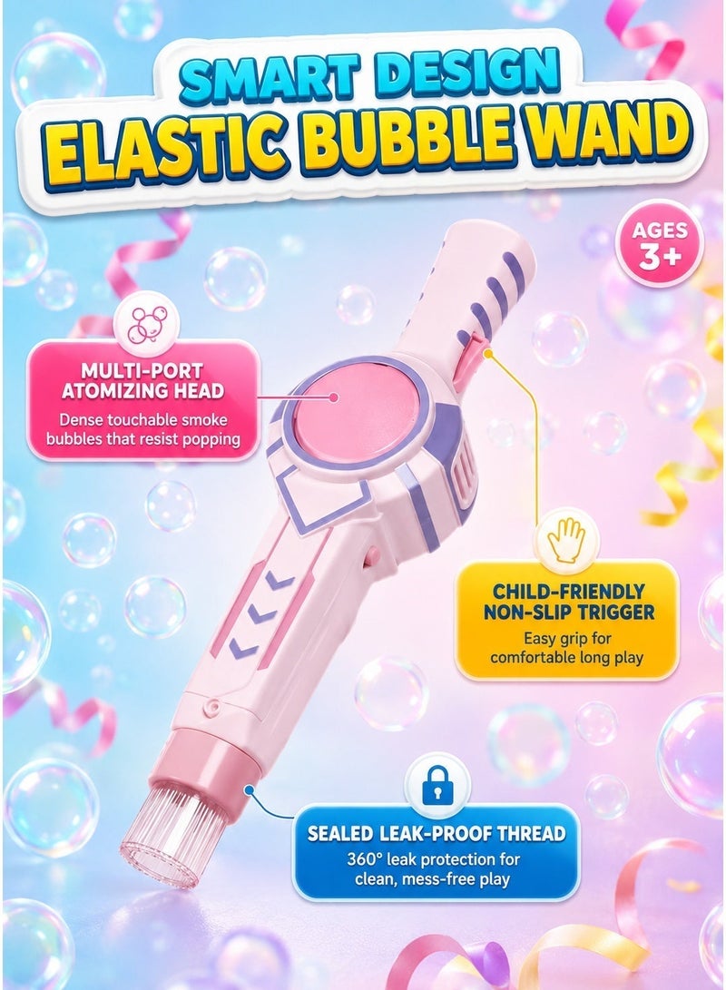 Colored Smoke Bubble Machine, Bubble Machine Elastic Bubble Mist Bubble Machine with elastic smoke effect, lightweight design, interactive bubbles, colored lights (Pink) - Image 3