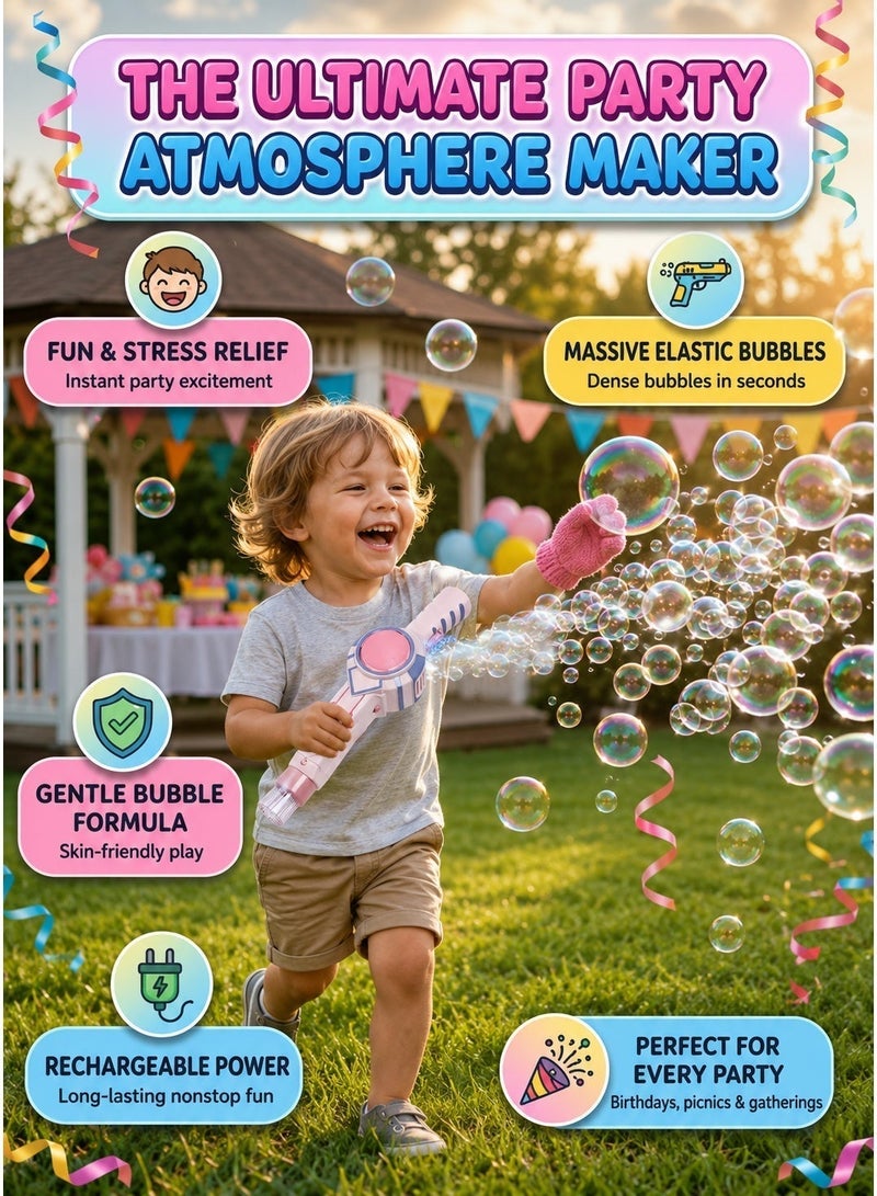 Colored Smoke Bubble Machine, Bubble Machine Elastic Bubble Mist Bubble Machine with elastic smoke effect, lightweight design, interactive bubbles, colored lights (Pink) - Image 5