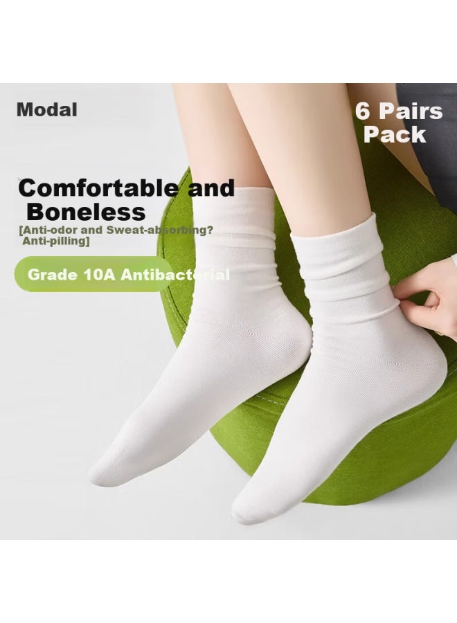 Modal 6 Pairs Of Women'S Thin Summer Pile Socks Boneless Maternity Socks 10A Antibacterial And Deodorant Long Socks Breathable Absorbent Cotton Socks - Image 1