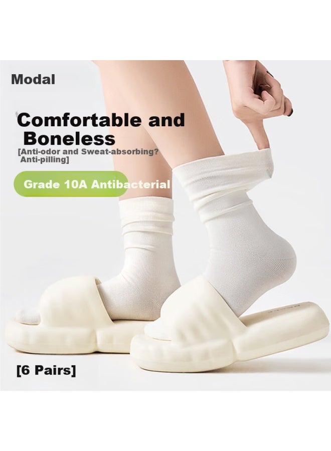 Modal 6 Pairs Of Women'S Thin Summer Pile Socks Boneless Maternity Socks 10A Antibacterial And Deodorant Long Socks Breathable Absorbent Cotton Socks - Image 2