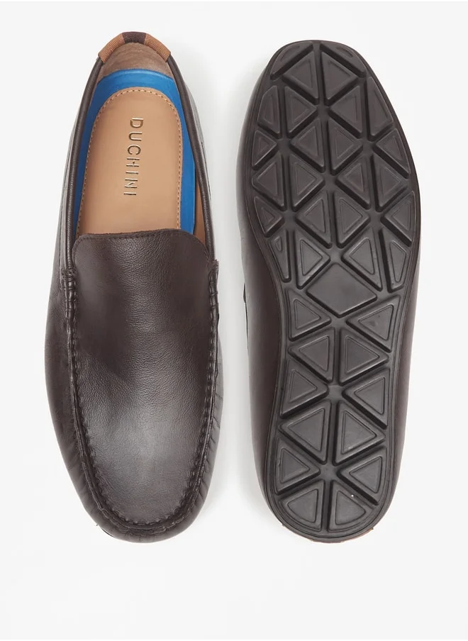 DUCHINI Men's Solid Slip-On Moccasins