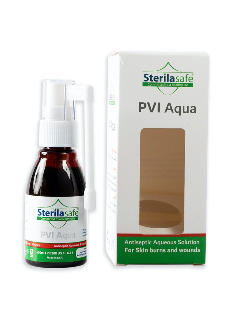 Sterilasafe Sterilasafe PVI Aqua Antiseptic Aqueous Solution,Povidone Iodine 10% Prep Solution USP, First Aid Antiseptic For Skin burns and wounds, without Alcohol, 60 ML  - Image 3