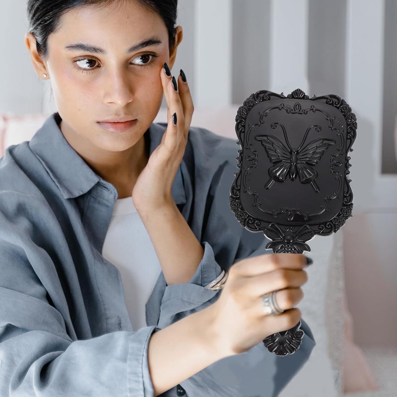 2pcs Compact Portable Cosmetic Mirrors with Butterfly Pattern Travel Beauty Mirrors for Home and Salon - Image 4