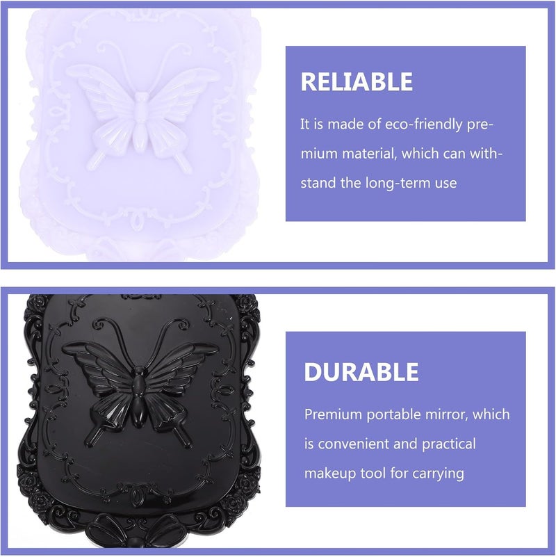 2pcs Compact Portable Cosmetic Mirrors with Butterfly Pattern Travel Beauty Mirrors for Home and Salon - Image 3