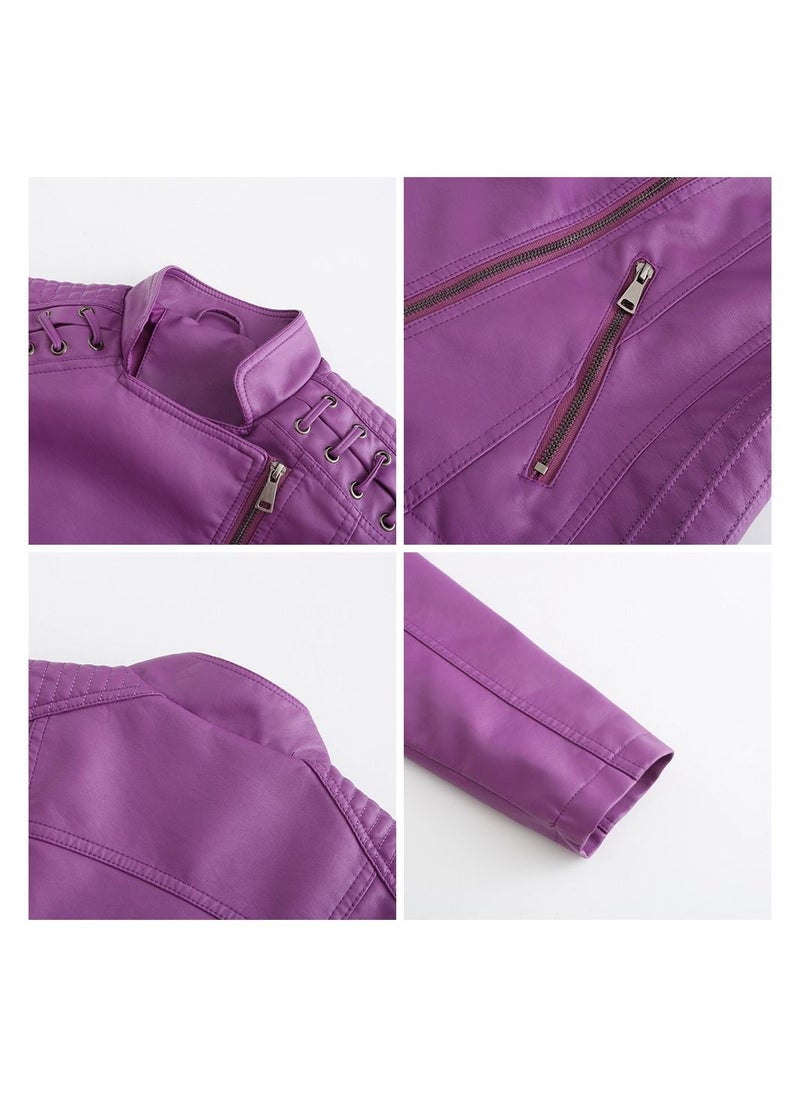 2023 New Women's Leather Short Jacket Slim Fit Thin Leather Coat Deep purple - pzsku/ZFED9AD8937FEC13702DAZ/45/_/1691734964/fc071d8b-d313-421c-9883-4b05f56bb5b0