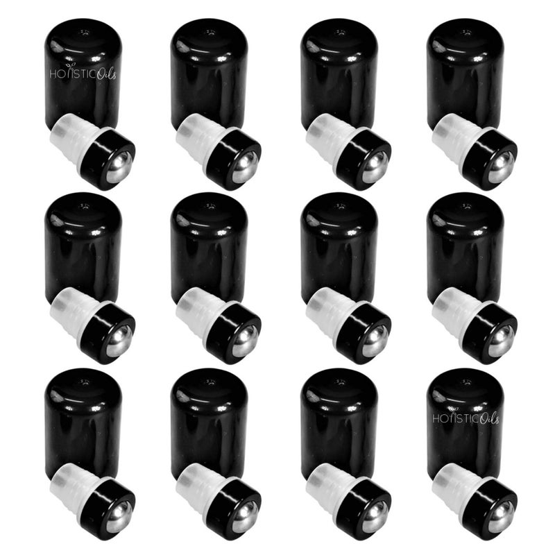 holistic oils Roller Tops for Essential Oil Bottles 6Pack Stainless Steel Rollers with Caps Fits 5ml 15ml Boston Round Bottles Not 10ml DIY Bottles Instant Oil Roller Conversion