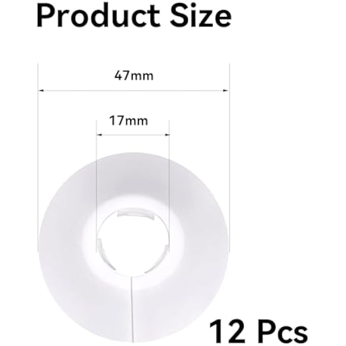 12 PCS RADIATOR PIPE COVERS, WHITE PIPE COVERS WHITE RADIATOR PIPES PLASTIC WATER COVERS DECORATION HOLE COLLAR CLIPS RINGS, WHITE COLLARS COVERS DECORATION FIT FOR 17MM DIAMETER PIPE - Image 3