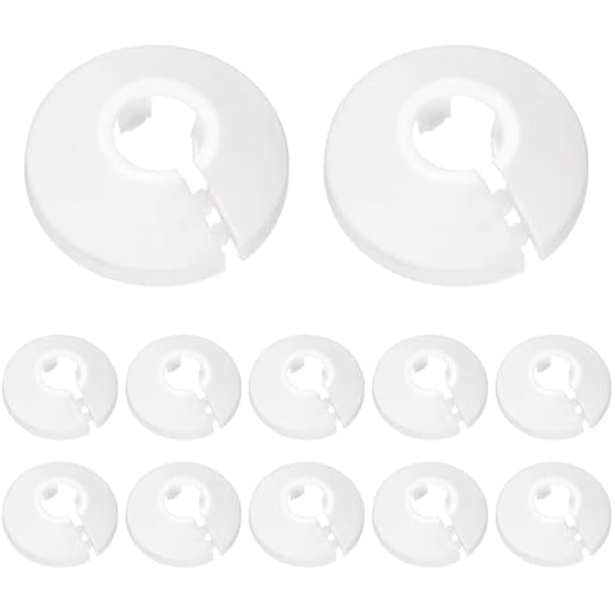 12 PCS RADIATOR PIPE COVERS, WHITE PIPE COVERS WHITE RADIATOR PIPES PLASTIC WATER COVERS DECORATION HOLE COLLAR CLIPS RINGS, WHITE COLLARS COVERS DECORATION FIT FOR 17MM DIAMETER PIPE - Image 2