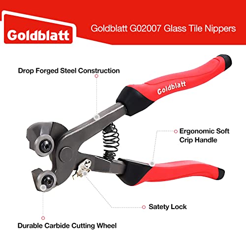 Goldblatt 2 Piece Glass Tile Nippers Set - Heavy Duty Wheeled Glass Mosaic Nipper & Hd Ceramic Tile Nipper, Tile Cutter Pliers Soft-grip Handle - Shapping Plier, Nipper Cutting Tools, Stone, Metal - Image 2
