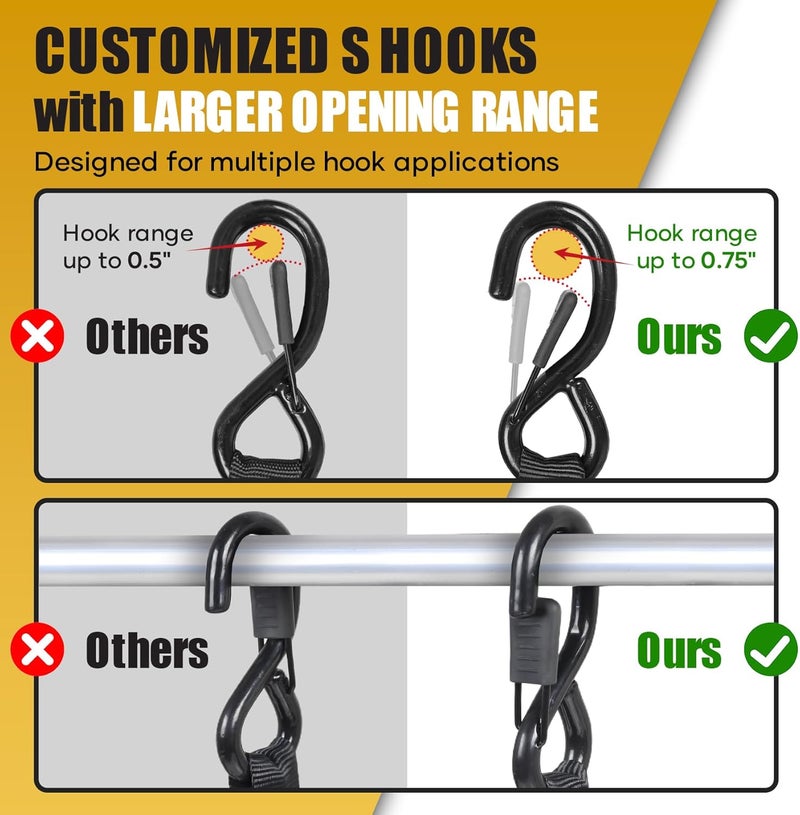 Ayaport Ratchet Straps Tie Downs, 1" x 10' Heavy Duty Ratchet Tie Down Straps, 1860lbs Break Strength, Larger Open S Hook W Safety Clip, Ratchet Strap for Motorcycle, Cargo, Truck Bed, Moving - Image 4