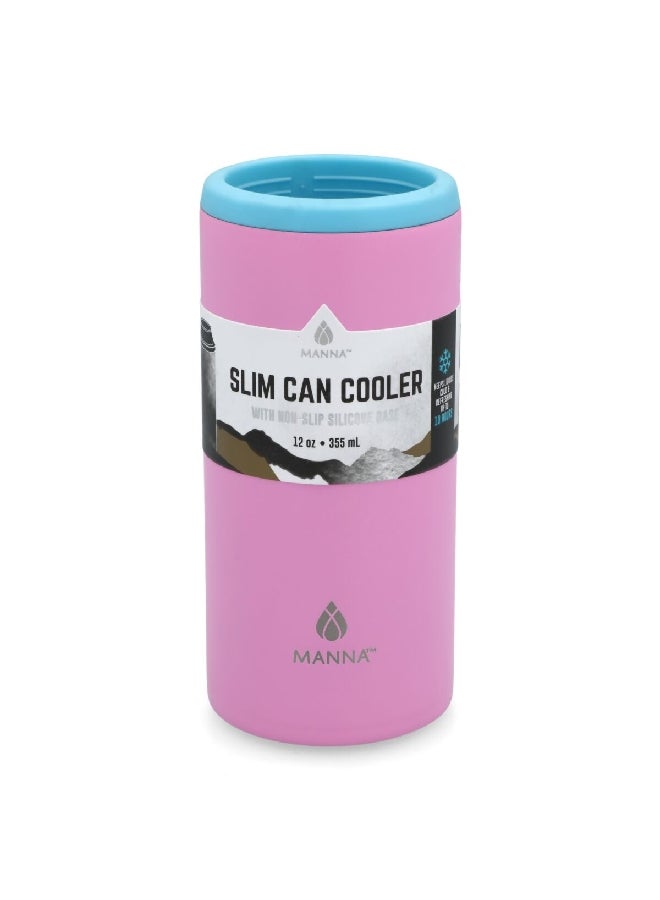 MANNA Durable Design Slim Can Cooler Tumbler with Non-Slip Silicone Base Pink and Blue 355 ml AC44446  - Image 1