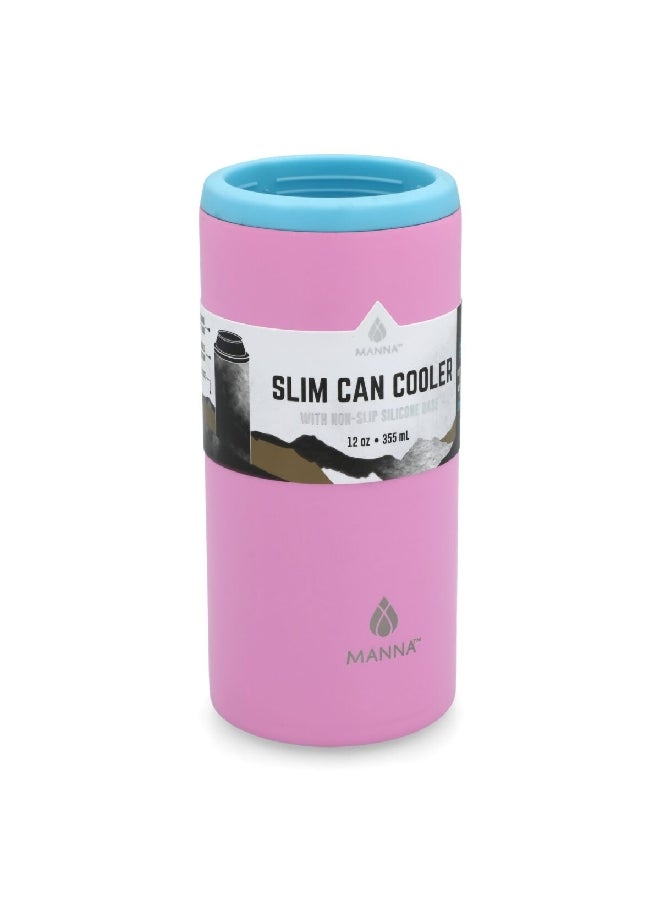MANNA Durable Design Slim Can Cooler Tumbler with Non-Slip Silicone Base Pink and Blue 355 ml AC44446  - Image 3