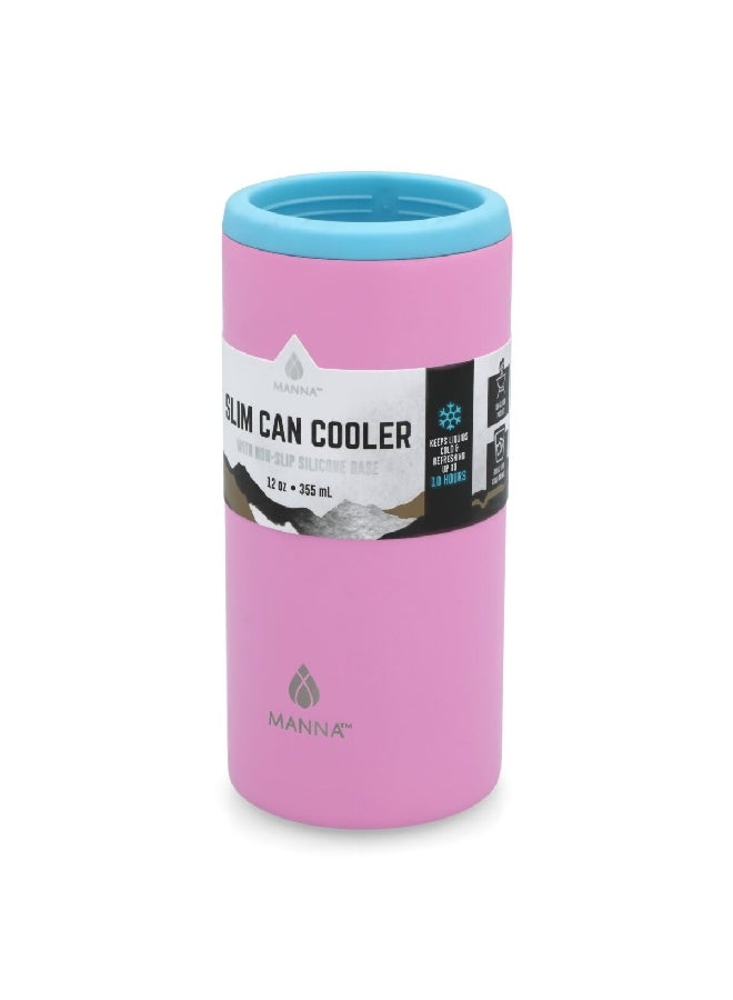 MANNA Durable Design Slim Can Cooler Tumbler with Non-Slip Silicone Base Pink and Blue 355 ml AC44446  - Image 2