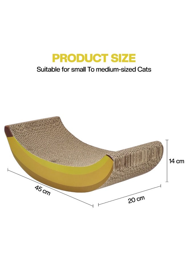 أن ان سي بيتس لوح خدش للقطط، لوح خدش للقطط مموج شديد التحمل بتصميم على شكل موزة مع عشبة النعناع البري، لوح خدش للقطط قابل للعكس لطحن المخالب، مناسب للاستخدام الداخلي/الخارجي، 45 سم (أصفر) - Image 2