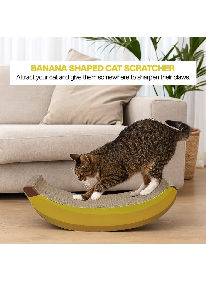أن ان سي بيتس لوح خدش للقطط، لوح خدش للقطط مموج شديد التحمل بتصميم على شكل موزة مع عشبة النعناع البري، لوح خدش للقطط قابل للعكس لطحن المخالب، مناسب للاستخدام الداخلي/الخارجي، 45 سم (أصفر) - Image 5