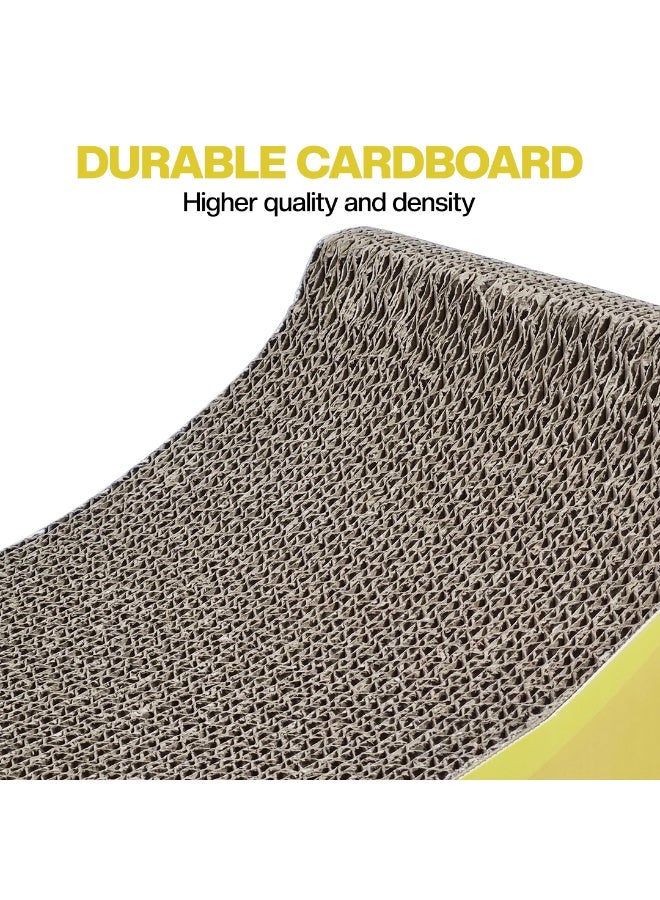 أن ان سي بيتس لوح خدش للقطط، لوح خدش للقطط مموج شديد التحمل بتصميم على شكل موزة مع عشبة النعناع البري، لوح خدش للقطط قابل للعكس لطحن المخالب، مناسب للاستخدام الداخلي/الخارجي، 45 سم (أصفر) - Image 3