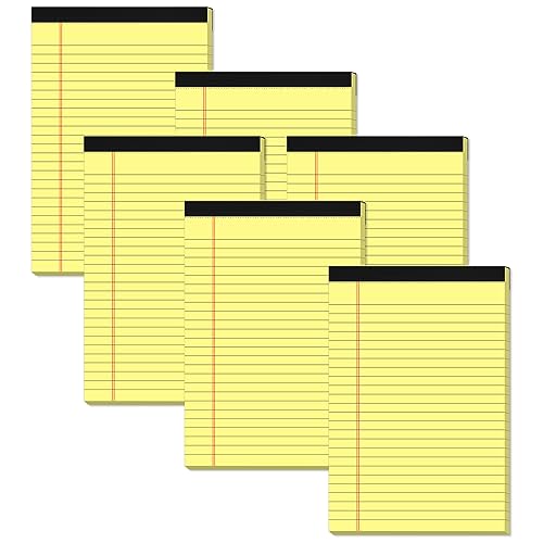 Aidunmis Yellow Note Pads 5x8 Small Legal Pads College Ruled Notepad for Office 6 Pack Yellow Writing Pads 5x8 Narrow Ruled Paper Pads 25 Lines 80 GSM Paper Tablets 5x8" Lined Notepads With 30 Sheets Per Pad - Image 1