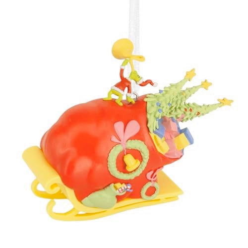 Hallmark Christmas Ornament, Dr. Seuss's How the Grinch Stole Christmas! Grinch on Sleigh Ornament, Christmas Movie Gifts - Image 1