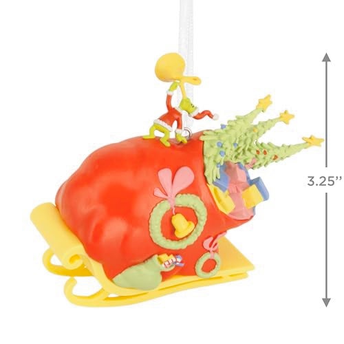 Hallmark Christmas Ornament, Dr. Seuss's How the Grinch Stole Christmas! Grinch on Sleigh Ornament, Christmas Movie Gifts - Image 4