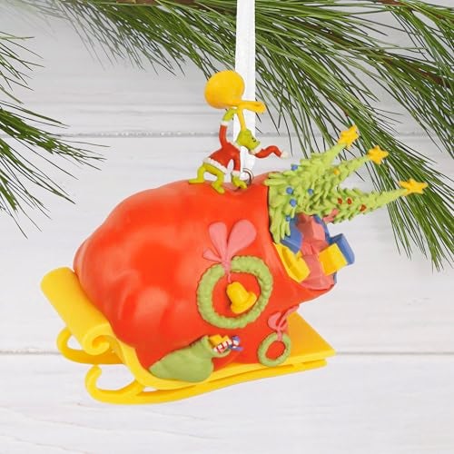 Hallmark Christmas Ornament, Dr. Seuss's How the Grinch Stole Christmas! Grinch on Sleigh Ornament, Christmas Movie Gifts - Image 3