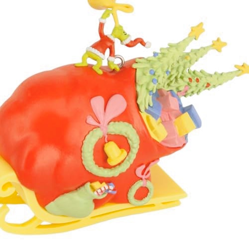 Hallmark Christmas Ornament, Dr. Seuss's How the Grinch Stole Christmas! Grinch on Sleigh Ornament, Christmas Movie Gifts - Image 5
