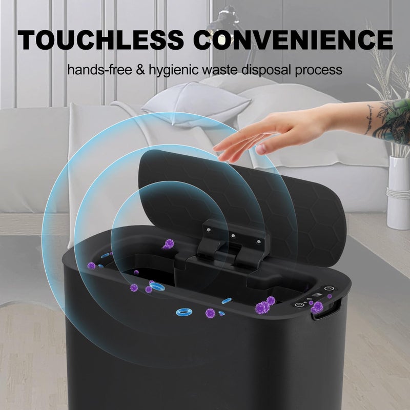 Cesun Motion Sensor Trash Can, 5 Gallon Automatic Bathroom Garbage Can with Lid, Touchless Smart Plastic Slim Wastebasket for Bathroom, Office, rv, Bedroom, Living Room, Black - Image 4