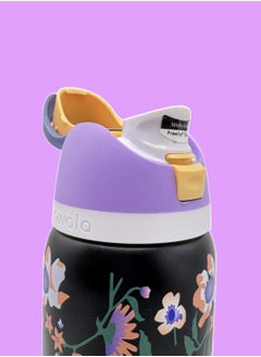 Owala 32 Oz. Owala FreeSip Stainless Steel Water Bottle in Black with flower  - Image 4
