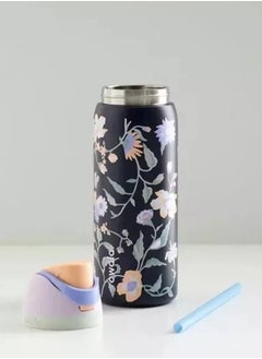 Owala 32 Oz. Owala FreeSip Stainless Steel Water Bottle in Black with flower  - Image 3