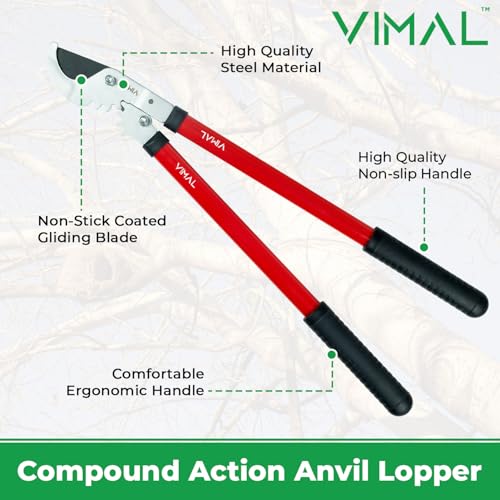 Vimal Professional Bypass Lopper With Lightweight Durable Handle Compound Action, Chops Thick Branches with Ease, Garden tools for home gardening - Tree prunning Tools - Image 2