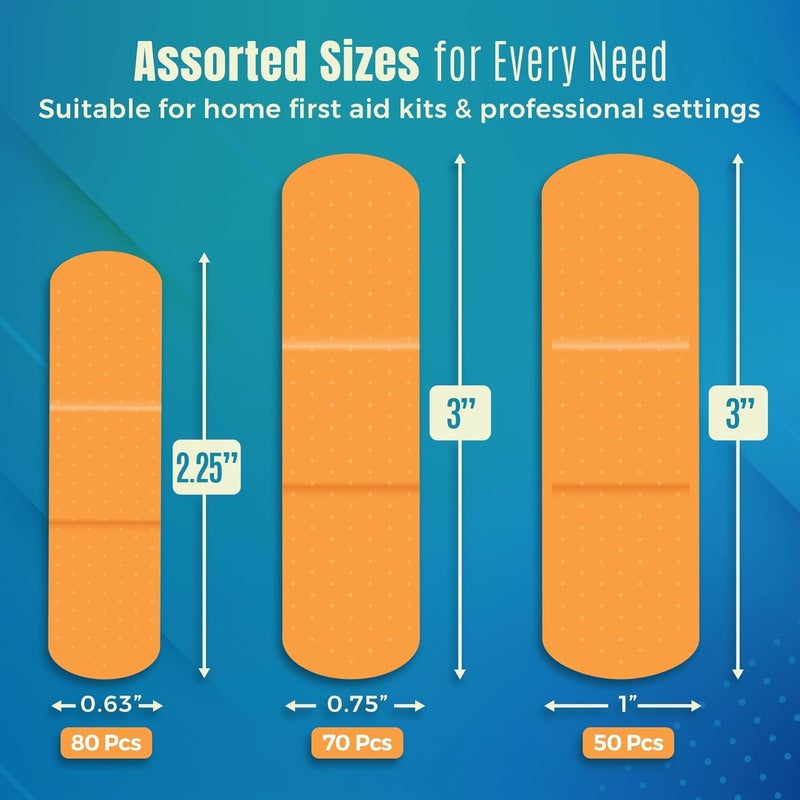 MEDca Flexible Fabric Adhesive Bandages for Comfortable Flexible Large Protection  Wound Care of Minor Cuts Scrapes  Wounds Assorted Sizes 214x58 3 x34 3x1  Twin Pack 100 CT Box - Image 3