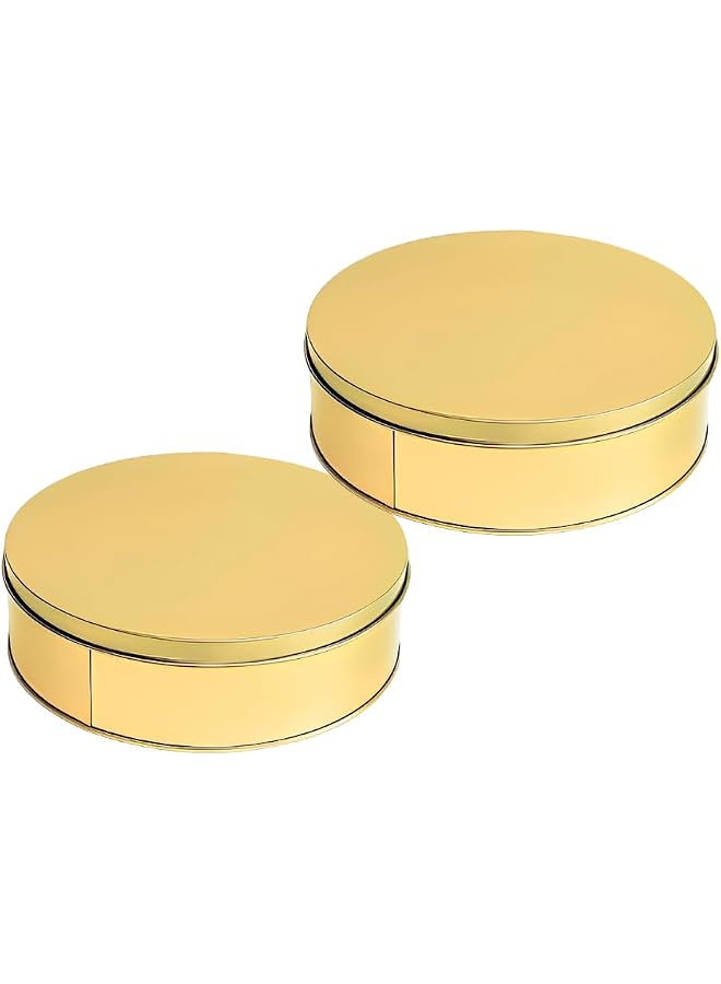 Set of 2 Tin Can,Dream Cake Pan,Dessert Box(8 * 2.5in) Gold Five In One Torte Cake Pan Snack Container With Lid