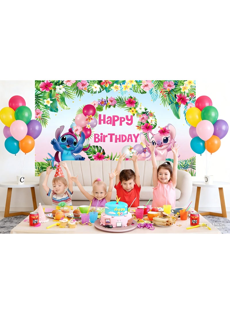 Stitch Factory Mall ديكور خلفية لحفلة عيد ميلاد بطابع ستتش، مناسب لأدوات تصوير عيد ميلاد الأطفال (المقاس: 150 سم × 100 سم) - Image 3