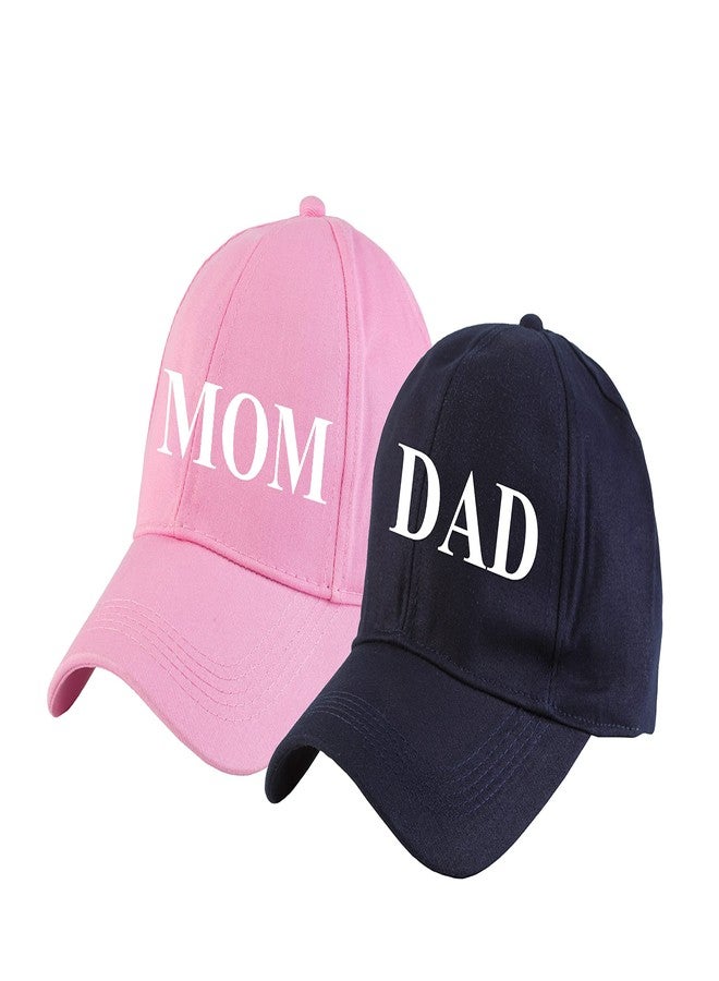 AICA Mom and Dad Cotton Cap Hat - Adjustable Size, 2pcs | Pregnancy Maternity Announcement Reveal Mom Dad to be Gifts Photo Shoot Props Ideas - Image 1